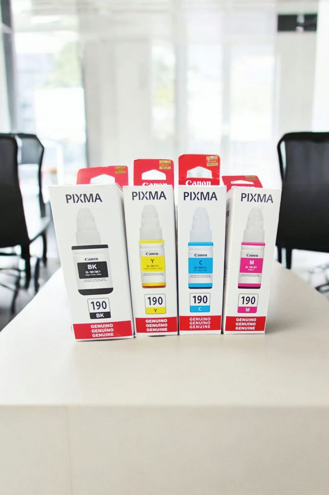 Tintas Originales Canon Pixma 190 – Negro, Cian, Magenta y Amarillo